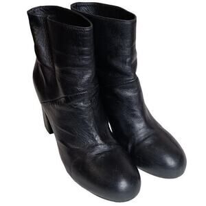 MARNI Ankle Booties Moto Biker Heeled Boots Black Soft‎ Leather Size 38 8